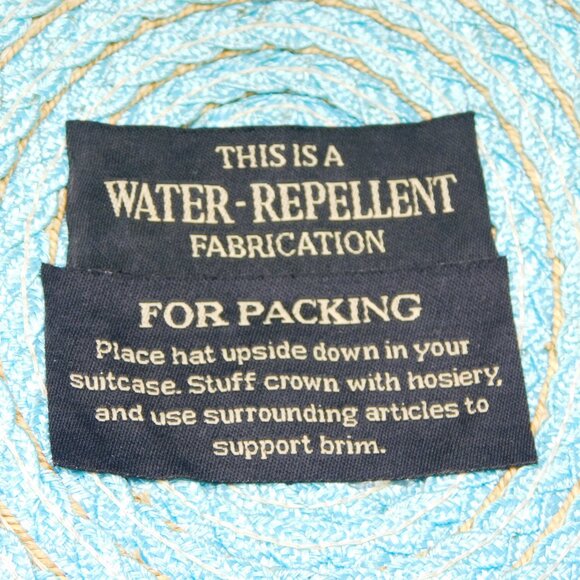 Eric Javits Teal & Brown Straw Wide Brim Hat | Water-Repellent | GUC - Picture 8 of 11